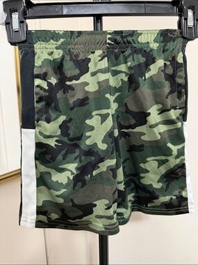 Reebok Green Camo Athletic Shorts with White Side Panels